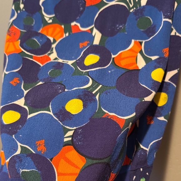 Staud Abstract Fruits and Veggie Blue Midi Knee Length Zip Back Colorful Skirt - Picture 7 of 16
